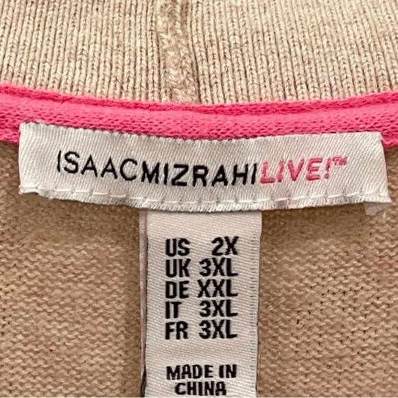 Isaac Mizrahi Live! 3/4-Sleeves With V-Neck And Fringe Trim. Oatmeal Heather 2X - Picture 9 of 12